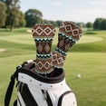 thumbnail image 4 of Uorisanigo Golf Club Covers, 3pc Waterproof Driver/Fairway/Hybrid Headcovers Women Men - Premium PU Leather and Soft Interior - Brown Southwest Aztec Protection for Golf Club Heads, 4 of 7