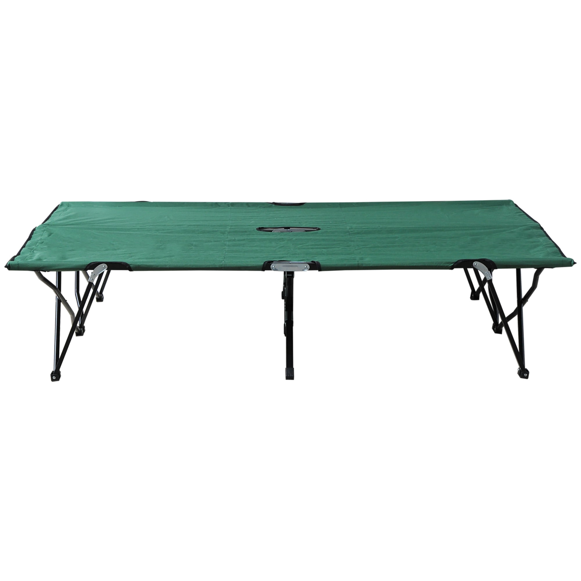 2 Person Folding Camping Cot for Adults, 50" Extra Wide Outdoor Portable Sleeping Cot with Carry Bag, Elevated Camping Bed, Beach Hiking, Green
