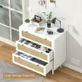 thumbnail image 2 of Eumyviv 3 Drawer Rectangle Dressers Chest,Rustic Rattan Dresser Storage Cabinet White Bedside Table for Bedroom, Living Room,H0072, 2 of 9