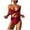 Red, variant on Elainilye Fashion Women's Swimsuits Siamese Swimsuit Show Waist Hollow Out Printing Sexy Swimsuit Set,Green