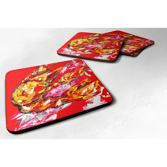 Carolines Treasures MW1067FC Crawfish Too Hot Foam Coaster Set of 4 3 1/2 x 3 1/2 multicolor
