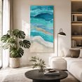 thumbnail image 2 of Canvas Wall Art, Teal Coastal Framed Canvas Prints for Hallway Bedroom, Summer Beach Nautical Abstract Art Oversized Gallery Wrapped Wall Decor for Home Office, Gifts, 24"x48" Ship Next Day, 2 of 9