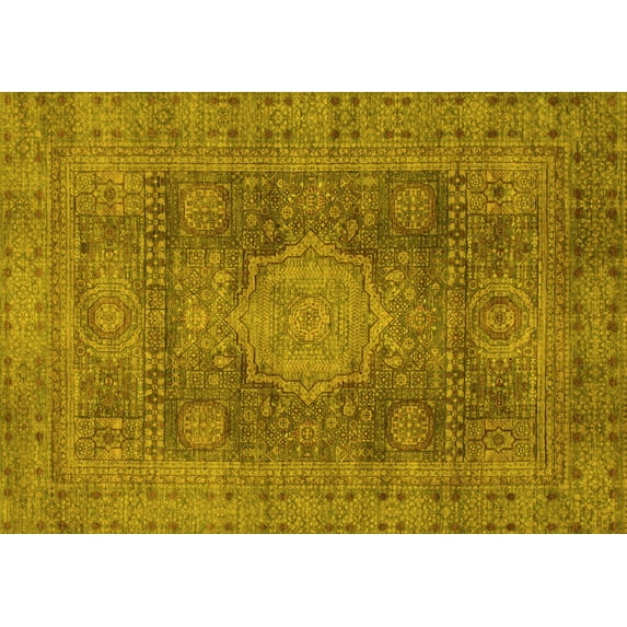 Ahgly Company Indoor Rectangle Abstract Yellow Modern Area Rugs, 7' x 10'