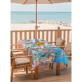 thumbnail image 2 of Outdoor Tablecloth with Umbrella Hole for Patio/Picnic/Party, Blue Turtle Coastal Waterproof Table Cloth Rectangle Table Cover Washable, Nautical Summer Beach Coral Octopus Jellyfish (52"x 70"), 2 of 8