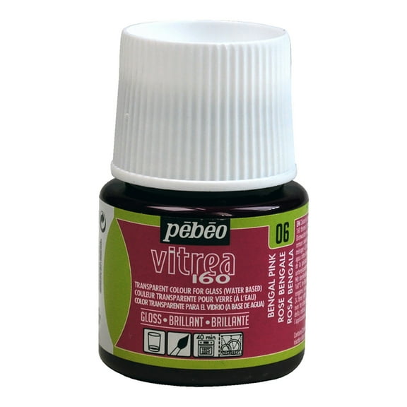 Pebeo Vitrea 160 Glass Paint, 45ml, Glossy, Bengal Pink