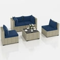 thumbnail image 3 of UDPATIO 5 Pieces Outdoor Patio Furniture Set, Outdoor Wicker Patio Conversation Set with Cushions for Backyard, Porch, Garden(Navy), 3 of 9
