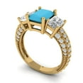 thumbnail image 2 of 3.61 ct Emerald Cut Simulated Turquoise Three-Stone Engagement Ring for Women in 18K Yellow Gold, 2 of 5