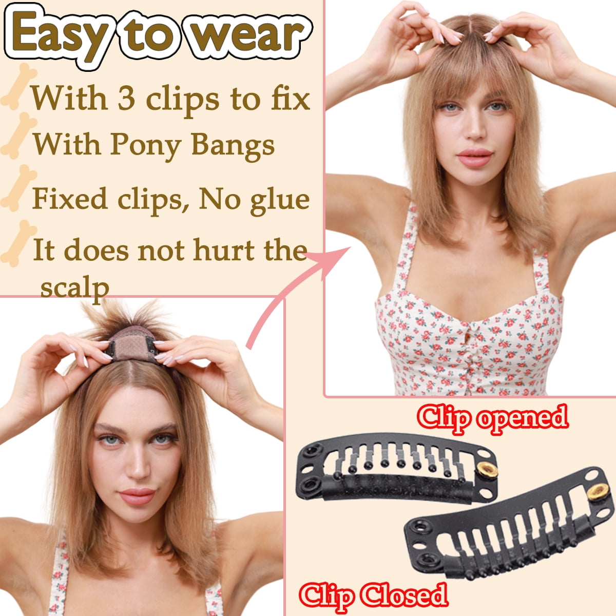 HAIRRO Hair Toppers Clip In 100% Human Hair Extensions with Bangs Upgrade Hair 150% Density 7*13CM Silk Base Clip in Hair Pieces For Women With Thinning,Hair Loss Cover Gray Hair