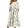 thumbnail image 2 of Summer Clearance!Brilliant Womens Dresses Plus Size Women Summer Casual Printed V Neck Short Sleeve Dress Summer Dresses for Women 2025 White L, 2 of 5