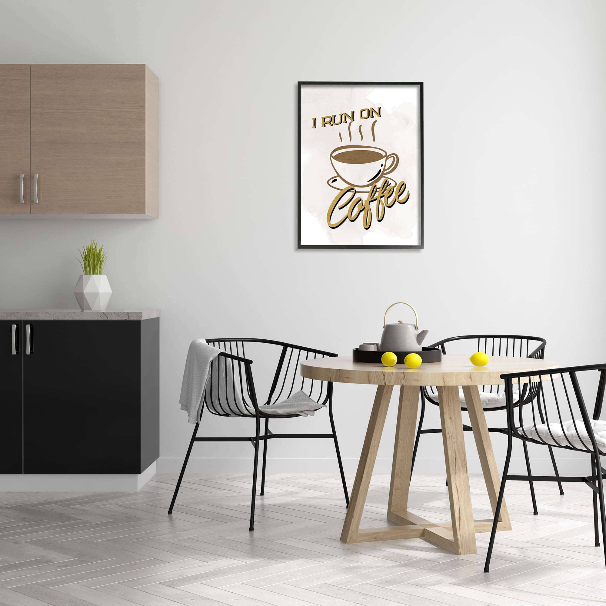 Stupell Industries Retro Run on Coffee Food & Beverage Painting Black Framed Art Print Wall Art, 24 x 30