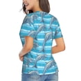 thumbnail image 3 of Zufioo Dolphin Print Women's Classic V-neck T-shirt, V-neck Short-sleeved Tops Home Wear, Suitable for Daily Life, Work, Outdoors-Large, 3 of 6
