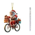 thumbnail image 2 of Santa Claus Christmas Ornaments 3 Pcs Christmas Tree Decorations Santa on Bike Acrylic Hanging with Rope Creative Gifts for Xmas Tree Family, 2 of 5