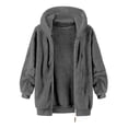 thumbnail image 5 of GrmtClth Mens Fuzzy Sherpa Hoodie Trendy Fleece Hooded Sweatshirt Lightweight 2025 Winter Warm Full Zip Jacket Coats with Cozy Pocket Dark Gray XL, 5 of 5