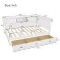 thumbnail image 3 of Full Size Modern Daybed, Wooden Captain Bed with Led Downlight and USB Port, L-Shaped Corner Daybed with Storage Bookcase and Drawers for Small Room, Bedroom, Guest Room (White, Full), 3 of 9