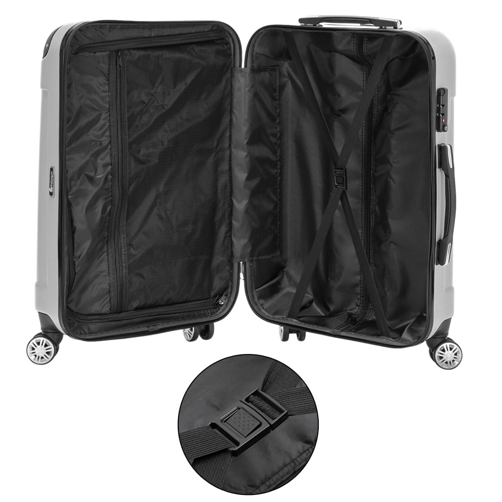 Ktaxon Luggage 3 Piece Sets, ABS Hardside Lightweight Suitcase with TSA Lock Spinner Wheels, 20in 24in 28in, Gray