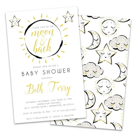 Personalized Moon And Stars Baby Shower Invitations Walmart Com