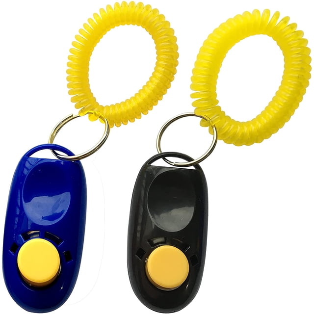 Pet Training Clicker with Wrist Strap - Dog Training Clickers (Black + Blue)