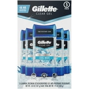 Gillette Cool Wave Clear Gel Men's Antiperspirant and Deodorant 3.8 oz, Pack of 5