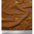 thumbnail image 1 of Soimoi Brown Cotton Voile Fabric Dot & Floral Artistic Printed Craft Fabric by the Yard 42 Inch Wide, 1 of 1