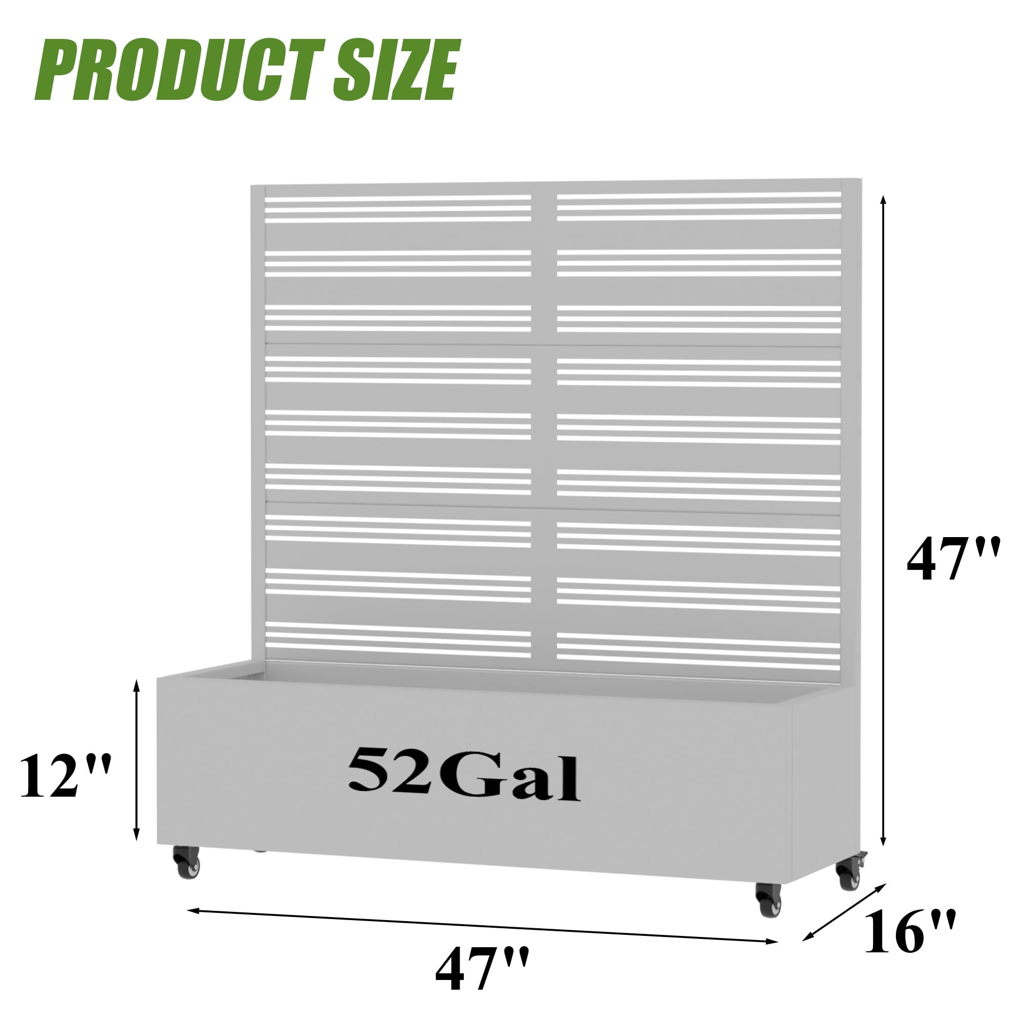 MAYEERTY 3 Panels Outdoor Metal Planter Box, Durable Weather-Resistant Planter, Decorative Metal Flower Box for Patio, Balcony, Garden