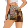 thumbnail image 3 of Bixox Women's Cute Floral Cow pattern 2 in 1 Running Shorts - Lightweight Athletic Workout Gym Yoga Shorts Liner with Pockets - Small, 3 of 5