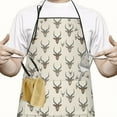 thumbnail image 2 of Beige Antelope Head Pattern Apron-Garden Aprons for Women with Pockets-Cotton Linen Waterproof Kitchen Cooking Gardening Aprons Adjustable for Kitchen,Cooking,BBQ and Salon 33x27 Inch, 2 of 7