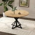 thumbnail image 6 of EastVita 47" Round Dining Table with Metal Base, Space Saving Kitchen & Dining Room Table Seating 4-6, Brown Finish, 4 Pieces Desktop, 6 of 6