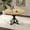 Black iron + wood color, variant on 47" Round Dining Table, 4-6 Seat Kitchen & Dining Room Tables with Metal Base,Space Saving, 4 Pieces of Desktop,(Only Table)