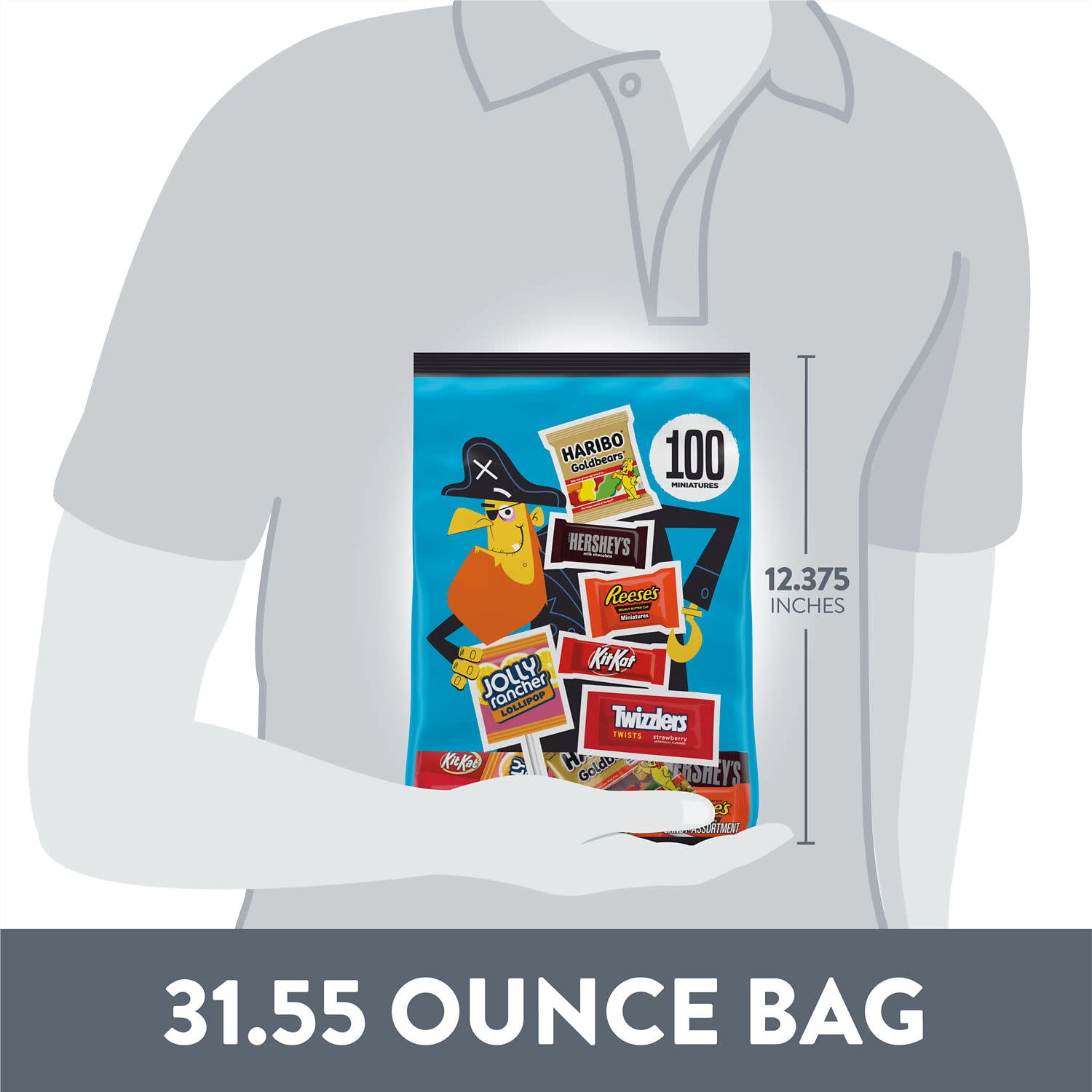 (2 pack) Hershey Miniatures Assorted Flavored, Halloween Candy Bulk Bag, 31.55 oz (100 Pieces)