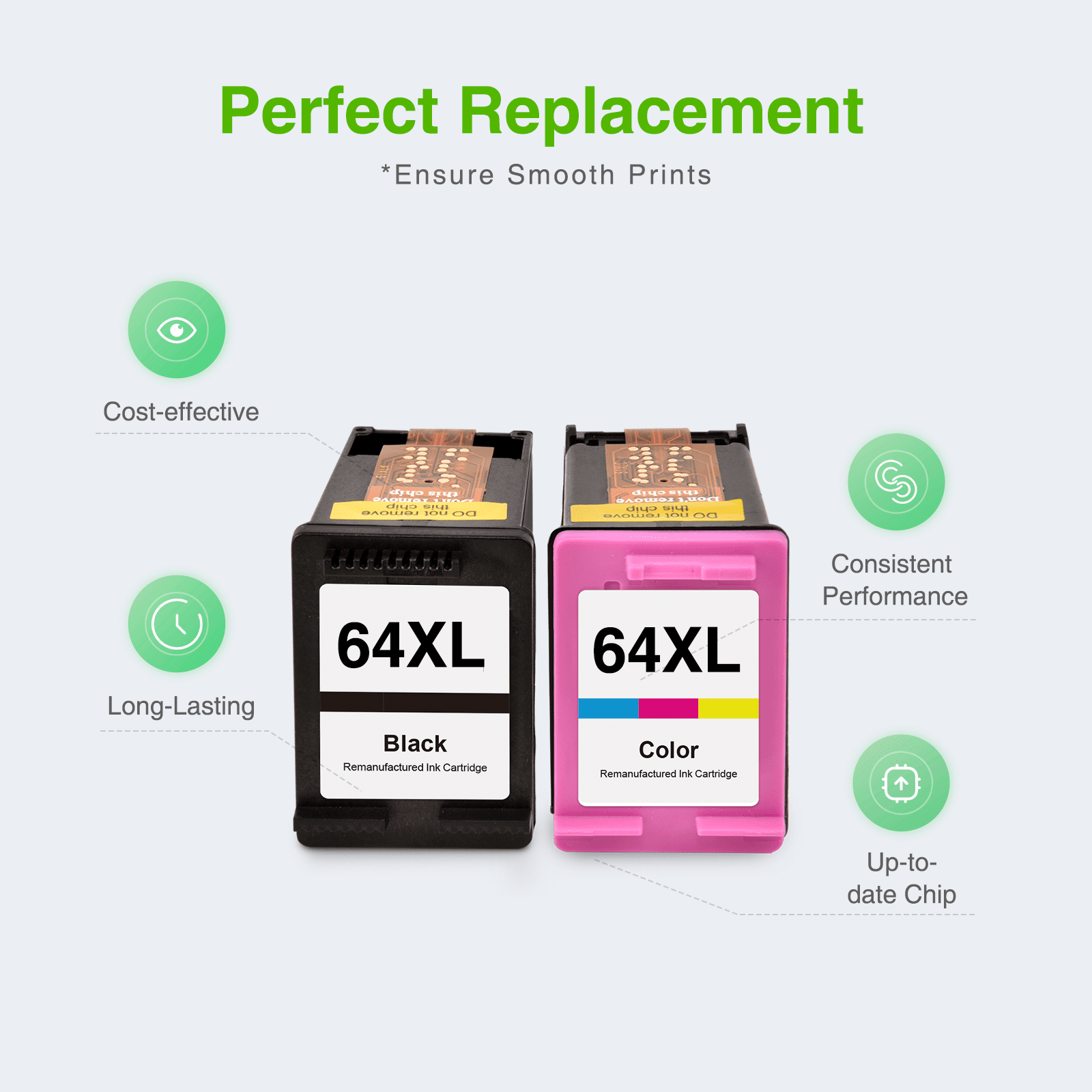 64XL Ink Cartridges Combo Compatible for HP 64 Ink Cartridges for HP Printer Ink 64 (Black, Tri-Color)