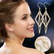 thumbnail image 1 of HomeKingdee Women's Fashion Crystal Long Three-dimensional Rhombus Diamond Earrings - Alloy Dangle Earrings for Party Wedding Banquet Gift, 1 of 7