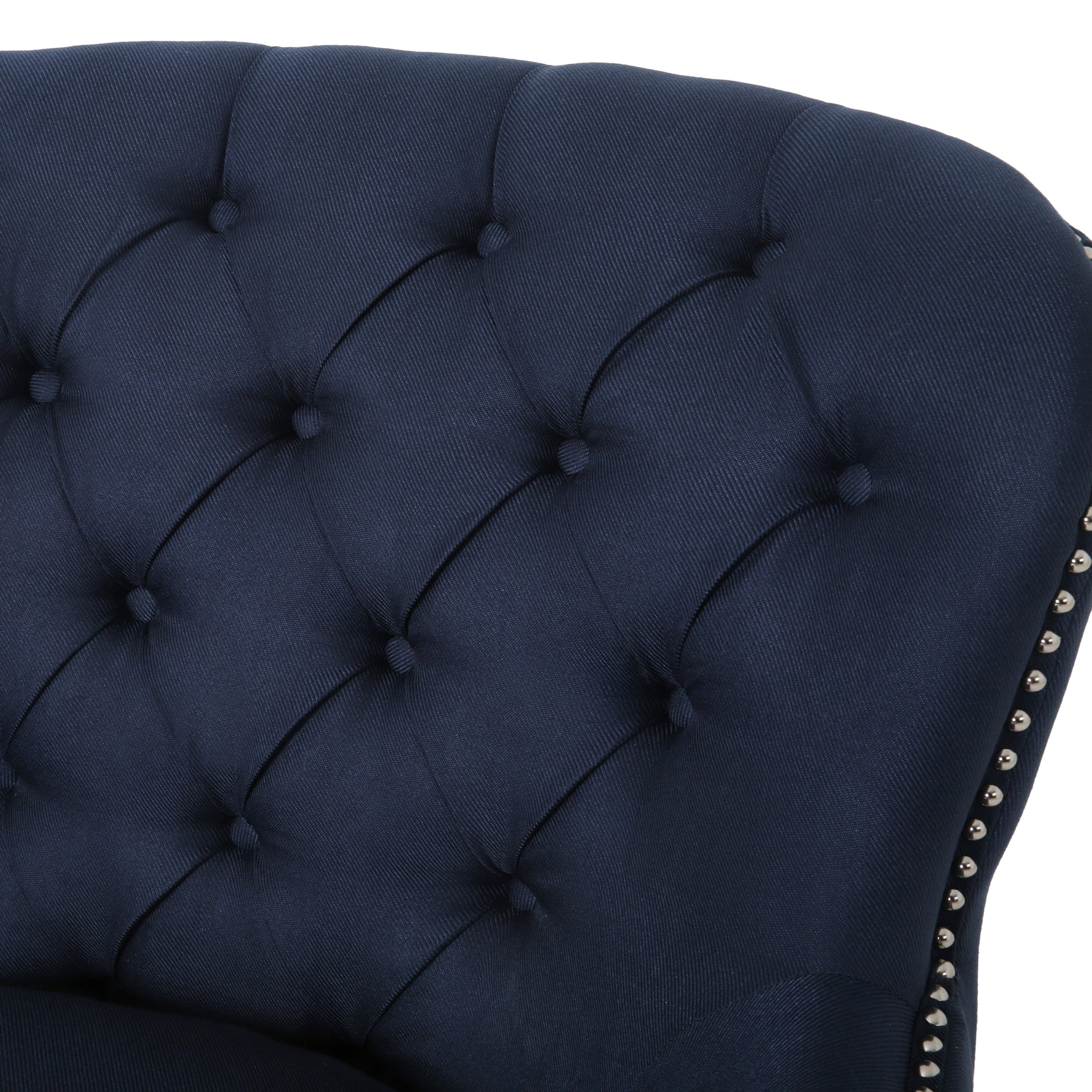 Noble House Caleb Fabric Club Chair and Ottoman Seating Set, Blue, Dark Brown