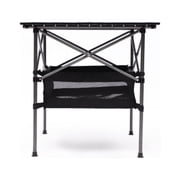 Camp Foldable Camping Table,Rectangle Patio Outdoor Dining Table Wood Tabletop with Bottom Storage Bag,Suitable for 4 People