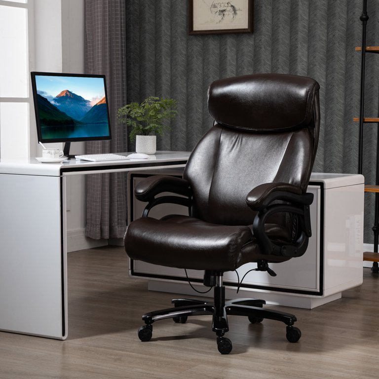 Vinsetto Big and Tall Executive Office Chair with High Back Diamond Stitching Adjustable Height & Swivel Wheels Brown