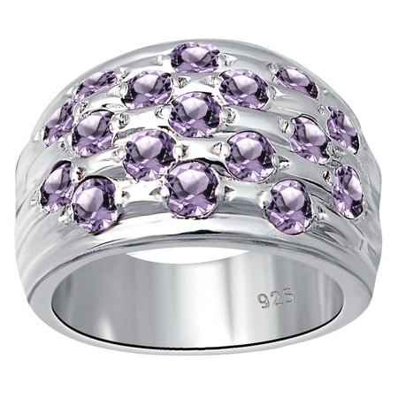 - Orchid Jewelry Pave Set Amethyst Gemstone Ring Sterling Silver Ring, Silver Engagement Ring