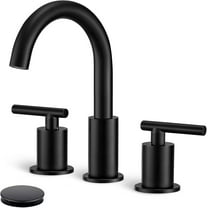 Matte Black Bathroom Faucet 3 Hole, 8 Inch Widespread with Pop-up Drain, 2 Handle Bathroom Sink Faucet, Modern Vanity Faucet for Bathroom Sink with 360° Swivel Spout