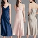thumbnail image 3 of Gibobby Pijamas para mujer Camisón de tirantes de talla grande para mujer, camisón de seda de hielo de verano para mujer(Marina,M), 3 of 5