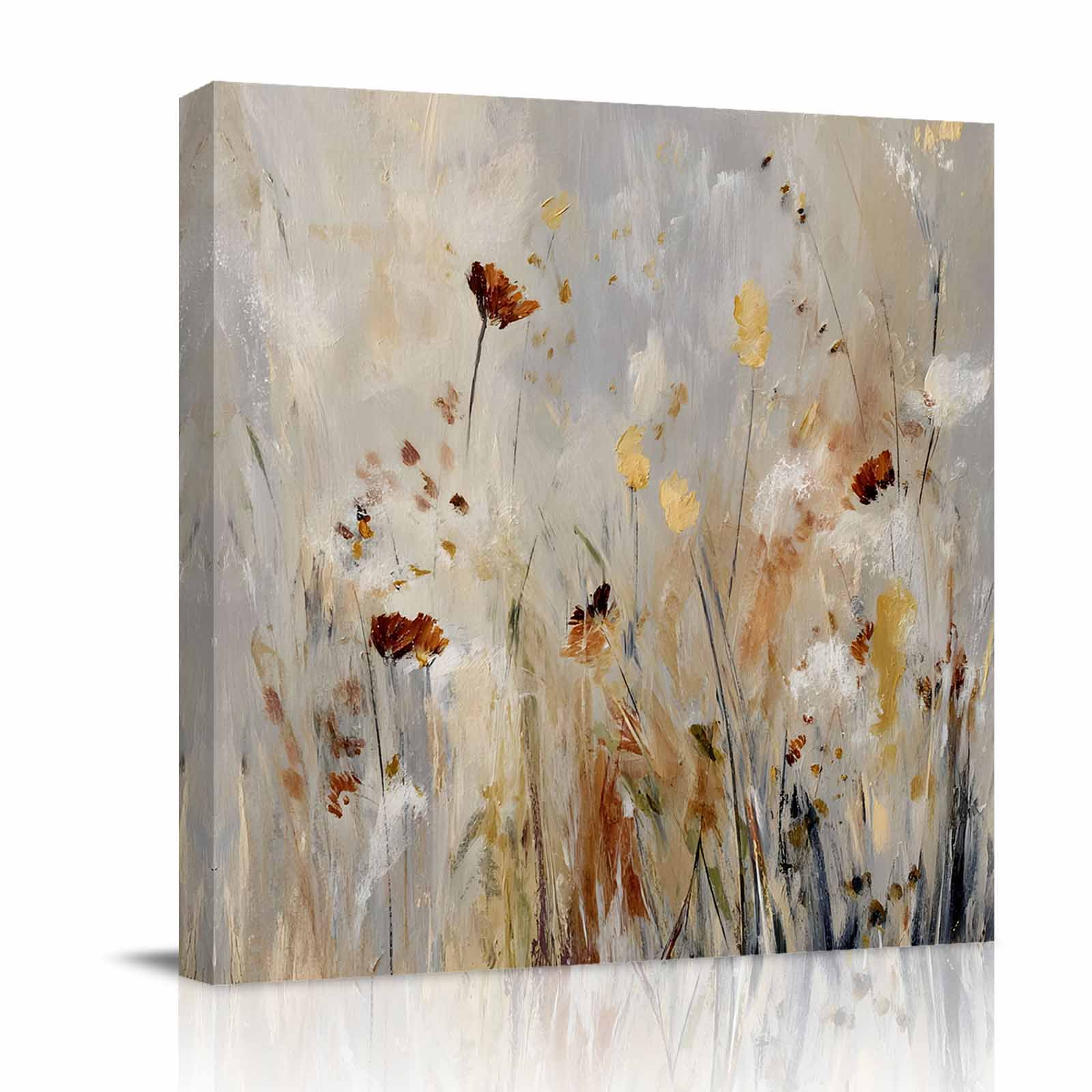 Canvas Wall Art Farmhouse Flowers Framed Canvas Prints for Bathroom Kitchen Vintage Botanical Wild Floral Herbs Gallery Wrapped Wall Decor for Home Office Gifts 10 x10 Ship Next Day