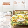 thumbnail image 6 of 3 Piece Sunflower Gnomes Duvet Cover Set Queen Size, Microfiber Comforter/Quilt Cover with Corner Ties and 2 Pillowcases, Spring Summer Botanical Florals All Season Soft Bedding with Zipper Closure, 6 of 8