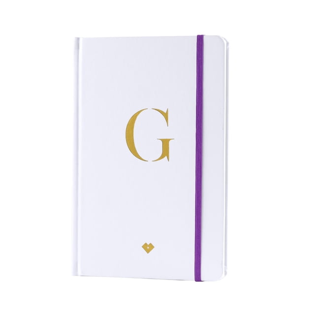 Libreta de Notas con Iniciales LuckyLy, Notebook Pasta Dura de Piel Vegana, Letras A-Z dorado 152 páginas
