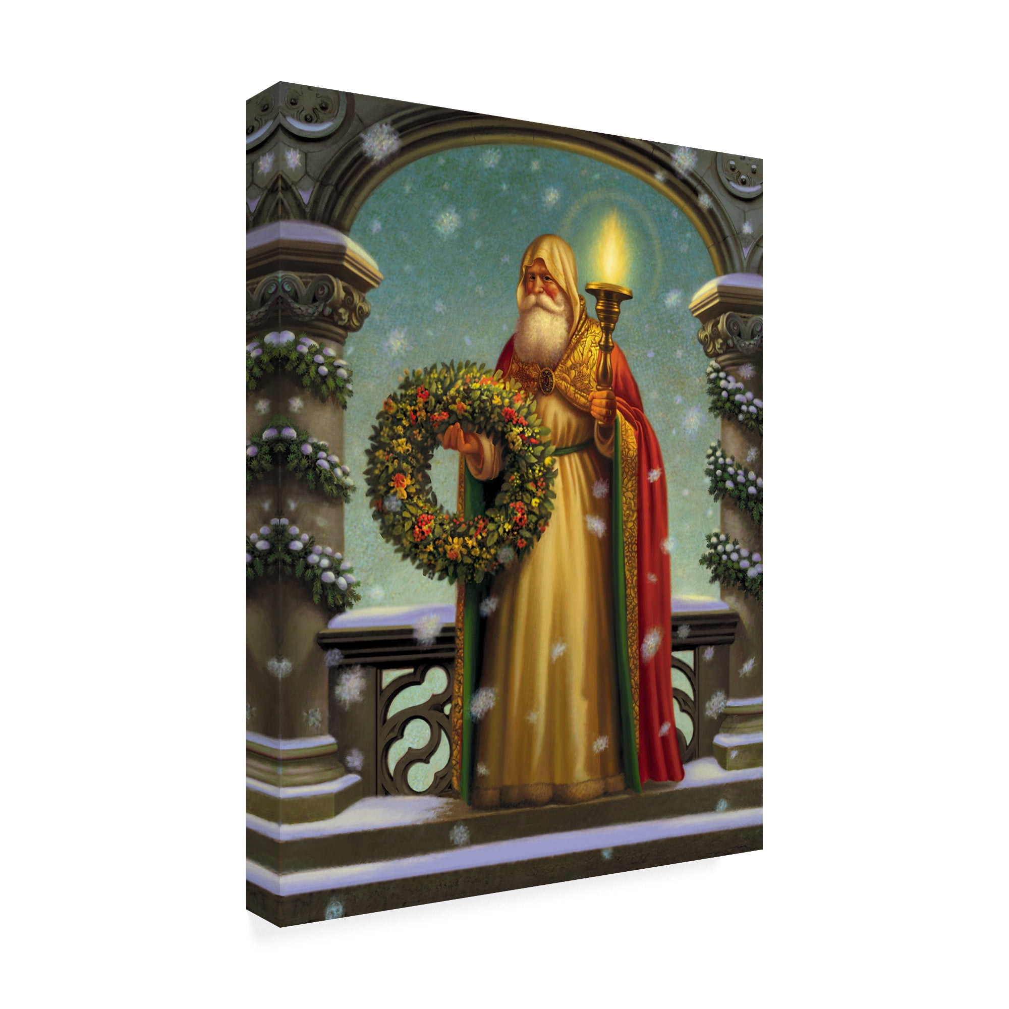 Trademark Fine Art 'Father Christmas Wreath' Canvas Art by Dan Craig