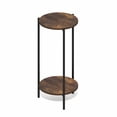 thumbnail image 6 of Furinno Besi 2-Tier Tall Round Side Table with Metal Legs, Metal Frame, Rustic Brown End Table, Night Stand, Bedside Table with Open Shelf, for Living Room, Bedroom, Amber Oak, 6 of 7