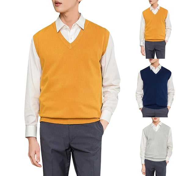 Migroa Men's V-Neck Knit Vest, Pullover Sleeveless Sweater Layer, Lightweight Cardigan Alternative, Versatile Base Layer Or Top, Casual Chic Layering Piece for Men, Trendy Fall