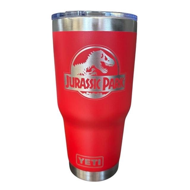 Termo de acero inoxidable Yeti Rambler color rojo Jurassic Park