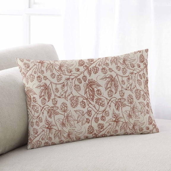 Brown Flowers Small Pillow Covers, Vintage Farmhouse Floral Leaves Vines Soft Breathable Throw Pillow Cases with Invisible Zipper, Decorative Pillowcase Pillows Protectors for Sofa Bed Chair 12"x20"