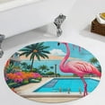 thumbnail image 3 of Pink Flamingos Tropical Leaves And Flower Round Area Rugs for Bedroom Living Room, 6FT Soft Indoor Circle Carpets, Carpet Home Decor Floor Mat, 3 of 6