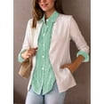 thumbnail image 4 of Weardear Womens Button Down Shirts Striped Classic Long Sleeve Collared Office Work Blouses Tops with Pocket, 4 of 8