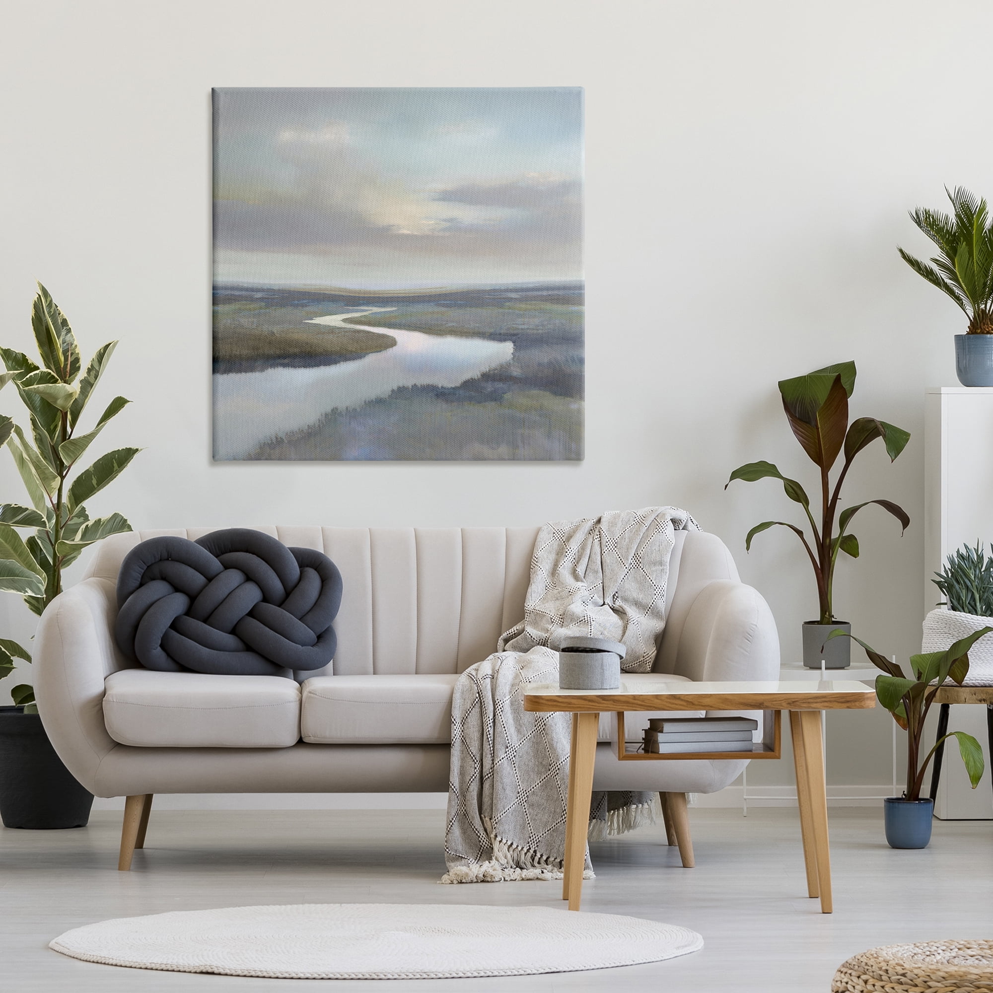Stupell Industries Calm Riverbend in Greys Canvas Wall Art, design by Christy McKee