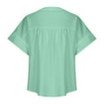 thumbnail image 4 of Yuzhih Button down shirts for Women Short Sleeve V Neck Shirts Casual Loose Solid Color Blouses Trendy, 4 of 6