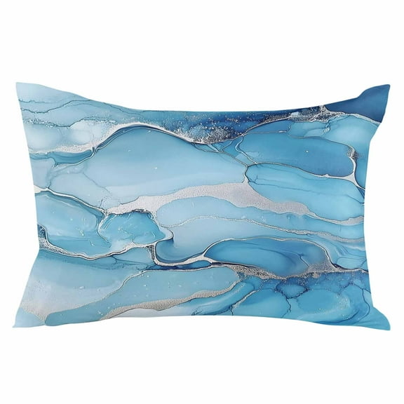 Blue Marble Throw Pillow Cover 24 x 36 Inch Decorative Pillow Cover Contemporary Aesthetics Ink Painted Lumbar Pillowcase Seasonal Rectangle Cushion Case for Couch Sofa Bed Living Room